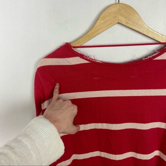 Free People Upstate Red Striped Long‎ Sleeve Top Oversized Boho Size XS Bohemian - Picture 8 of 16
